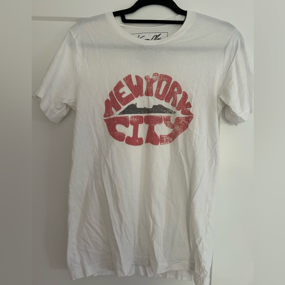 White NYC Lips Graphic Tee